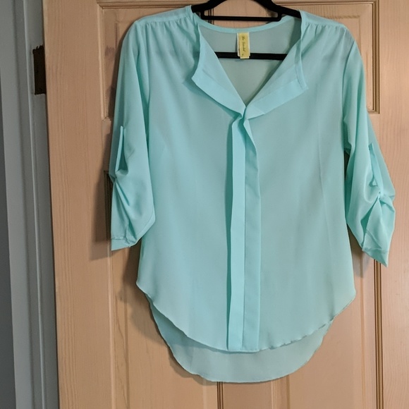 mint blue blouse